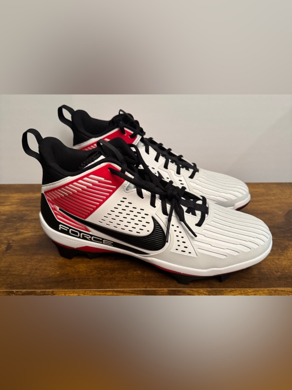 Nike Force Savage Pro 3 Football Cleats Size 14 White Red Black Bred DA5453-102